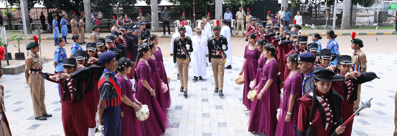 The college band and NCC cadets welcoming guests in procession at Abhimantranam 2k26